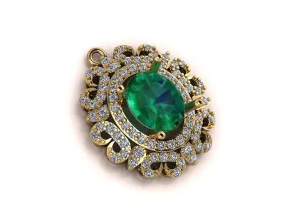 Emerald Grandeur Pendant jewelry 3D model - for Her 3D print model