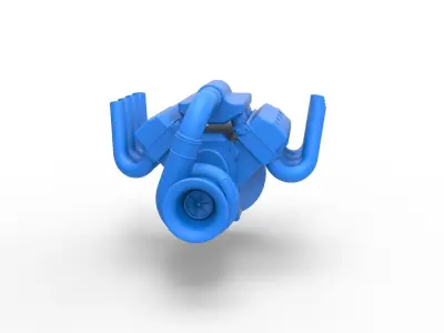 Funny car Turbo Engine V8 Scale 1 to 25 3D print model