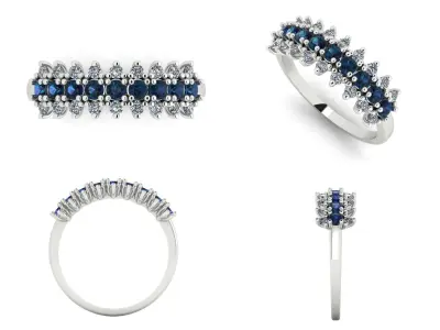 Ring n 6 gold with sapphires and diamonds 3D print model