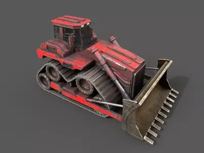 Old bulldozer Low-poly 3D model