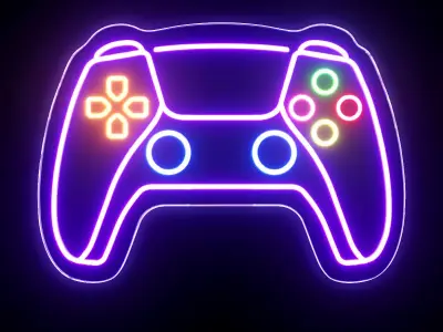 Playstation Gamepad Neon Sign 3D model