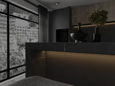 Modern kitchen002 Low-poly 3D model