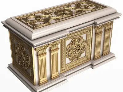 Chest Collection White Low-poly 3D model