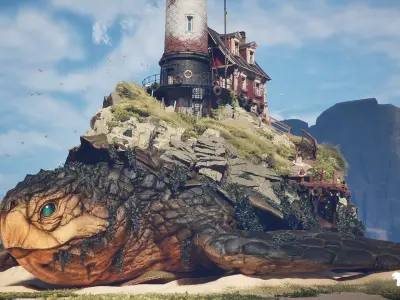 Tortuga Lighthouse Island Environment Low-poly 3D model