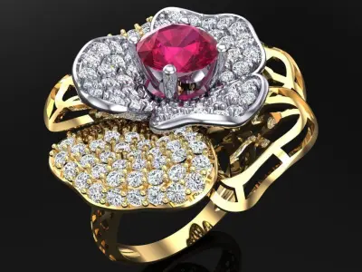  Mesh flower ring - Italian rings - Womens Rings - N6818 3D print model