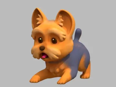 Cartoon Yorkie Low-poly 3D model
