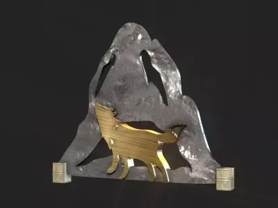 Wolf mountain stand Decoration Low-poly 3D model