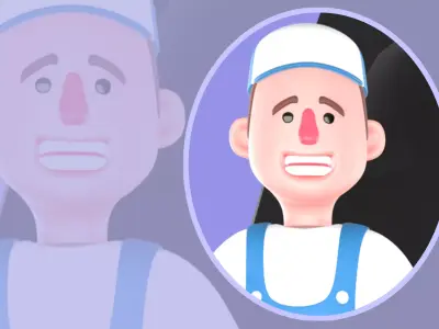 Stylized 3D Mechanic Sitting on Car Bumper - Cartoon  3D model