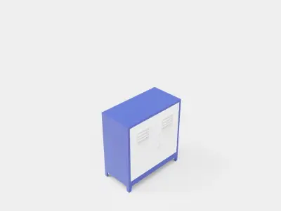 METAL CABINET-DOUBLE SHORT-BLUE AND WHITE Low-poly 3D model