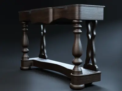 Wooden Retro Sideboard 3D model