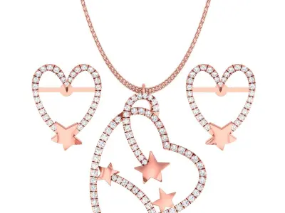 Pendant Earrings combo - 1154 3D print model