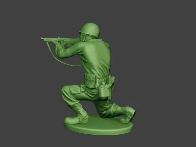 American soldier ww2 Shoot Crouch2 A12 3D print model