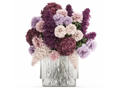 Bouquet Of Flowers Peony hydrangea lilac 506 3D model