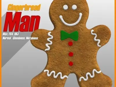 Gingerbread Man Low-poly 3D model