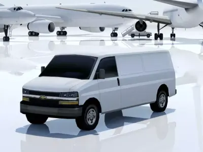 Chevy Van Express Static Low Poly Parking lot Low-poly 3D model