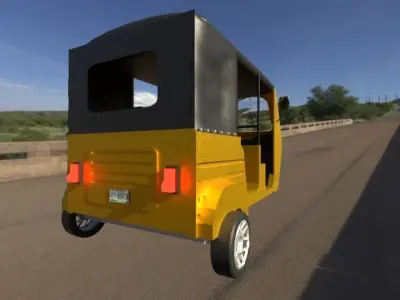 A low-poly tricycle tuk tuk for sims Low-poly 3D model