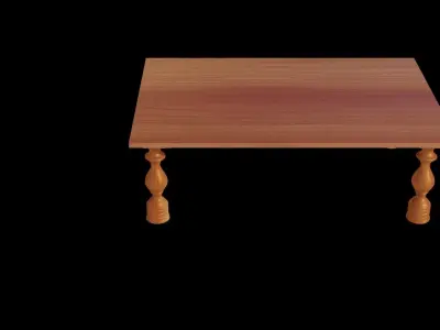Wood table 3D model 2 lods complete textures and materials Low-poly 3D model