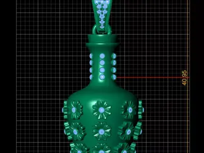 Floral Bottle Pendant with Emerald Stones  3D Printable Jewelry 3D print model