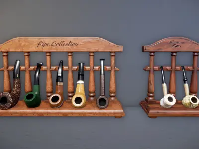 UE4 Pipe Smoking Set Low-poly 3D model