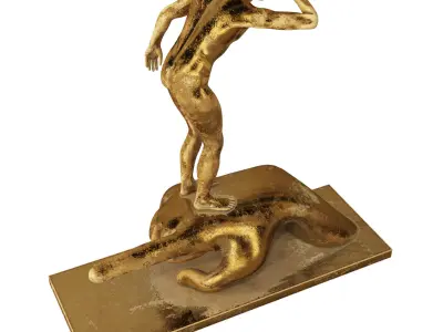 Decorative Sculpture with 3 PBR metal materials 3D model