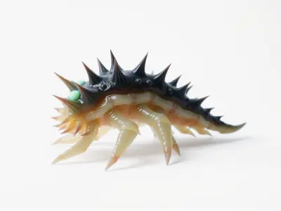 Spiky Gelatinous Monster with Glowing Eyes Low-poly 3D model