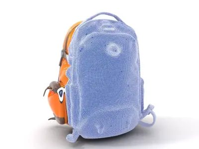 Bright Orange Backpack model pack Low-poly 3D model