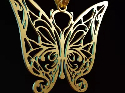 Butterfly Stylized Pendant Amulet Necklace Design 3D print model
