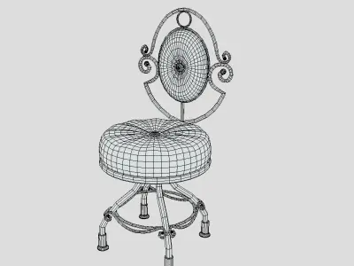 Fancy Vanity Chair - Gold Swirls and Velvet Low-poly 3D model