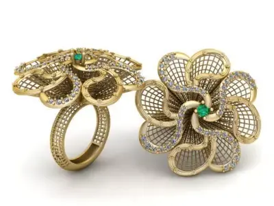 floral ring design 3D printable model   3D print model