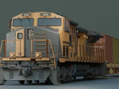Locomotive train engine Low-poly 3D model