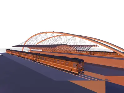 Railroad Bridge Low-poly 3D model