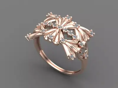 Womens Diamond Signet Ring Women Rings 3dmodels 3D print model 3D print model 9