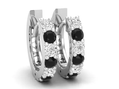 AV 596 Round Diamond Ladies Hoop Earrings 3D print model