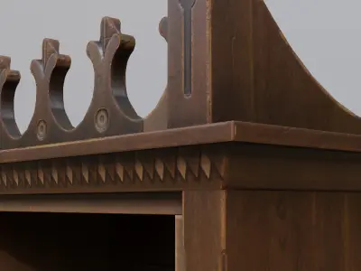 Cabinet wooden bookcase Low-poly 3D model