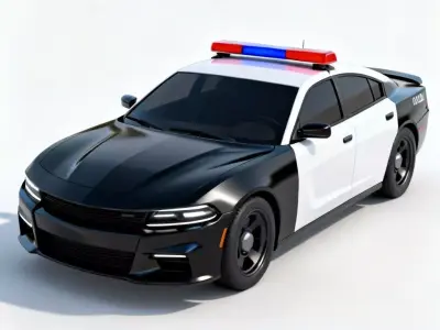 Modern Urban Police Patrol Sedan 3D Model Low-poly 3D model