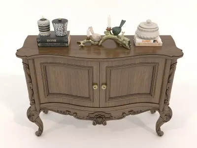 Classic European style Sideboard and Decoration 3 3D model