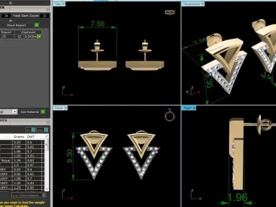 Earrings-2891 gold earring with diamonds 3D print model