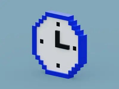 Voxel Blue Clock Low-poly 3D model