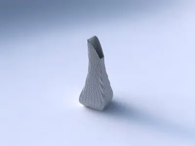 Vase top bent rectangle 2 with twisted diagonal grid plates 3D print model