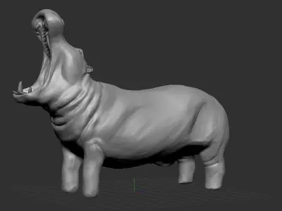 Hippopotamus Sculpt High and low poly 3D model
