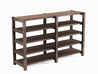 Long Pottery Shelf 03 Low-poly 3D model