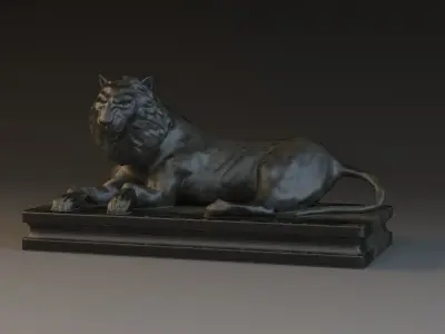 Bronze Lions bronze statues beasts big lions 3D model