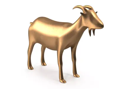 Goat-PBR golden goat Low-poly 3D model
