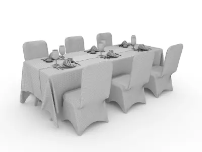 Banquet Table and Chair 101 3D model