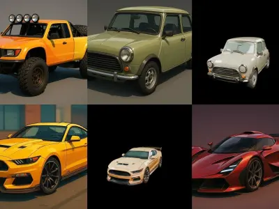 Sport Car bundle 17 pack 100 glb 3D model