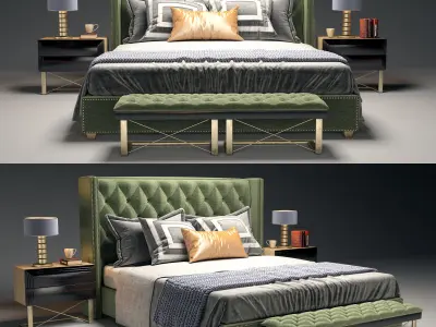 Inverness Upholstered Platform Bed 3D model