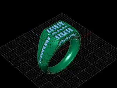Print Ready STL 3DM  Gents Rings Diamond Men Ring  3D print model 21
