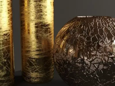 vase623 gold and vases 3D model
