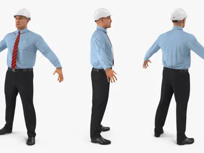 Construction Engineer in Hardhat Rigged for Maya 3D model