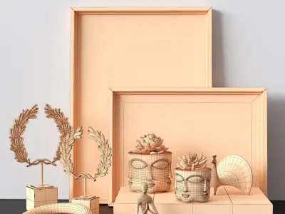 Decorative sets 018 Low-poly 3D model